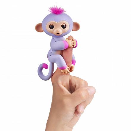 Интерактивная обезьянка Сидней, цвет - пурпур и розовая, 12 см. 